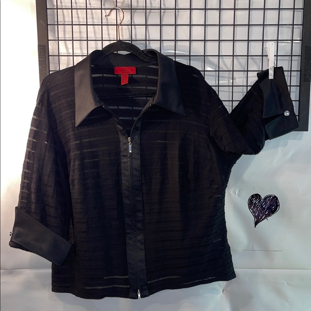 JS Collections Black Sheer Women's Short Blazer